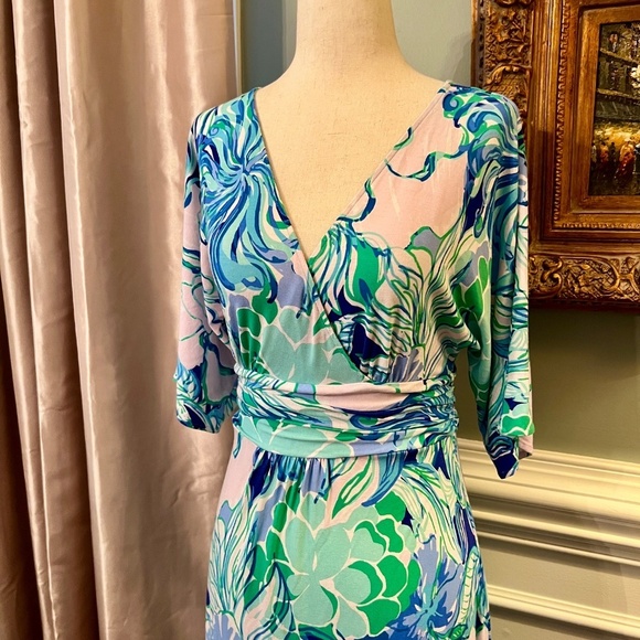 EUC Lilly Pulitzer Parigi Jersey Maxi Dress in Multi Party Time Size SMALL - Picture 3 of 4